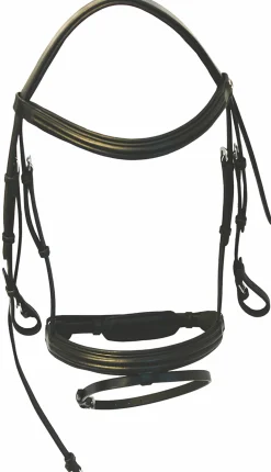 Henri De Rivel Padded Raised Dressage Bridle with Jawband Crank And Flash With Web Reins