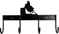 4-Hook Flat Tack Rack with Barrel Horse Silhouette