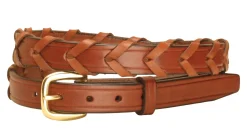 Tory Leather ¾" Laced Belt with Brass Buckle