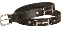 Tory Leather 1" Snaffle Bit Belt with Nickel Snaffle Bits & Buckle